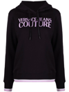 VERSACE JEANS COUTURE EMBROIDERED-LOGO DRAWSTRING HOODIE