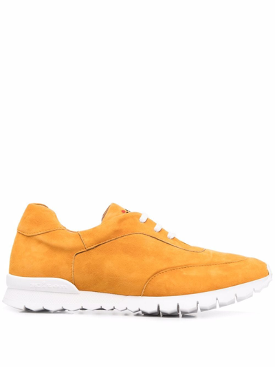 Kiton Logo-embroidered Suede Sneakers In Orange