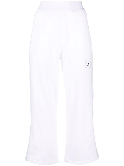 Adidas By Stella Mccartney Logo-print Cropped Track Pants In White