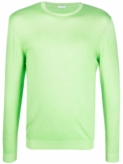 Malo Crew-neck Rib-trimmed Jumper In Green