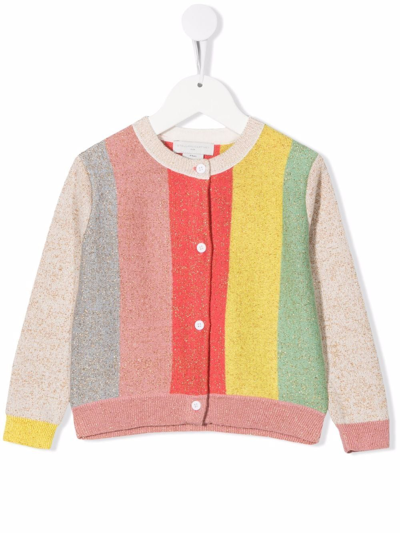 Stella Mccartney Kids' Striped Cotton-blend Cardigan In Pink