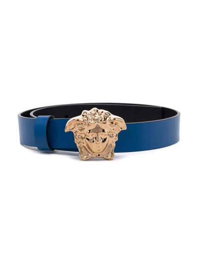 Versace Kids' Medusa-buckle Belt In Blue