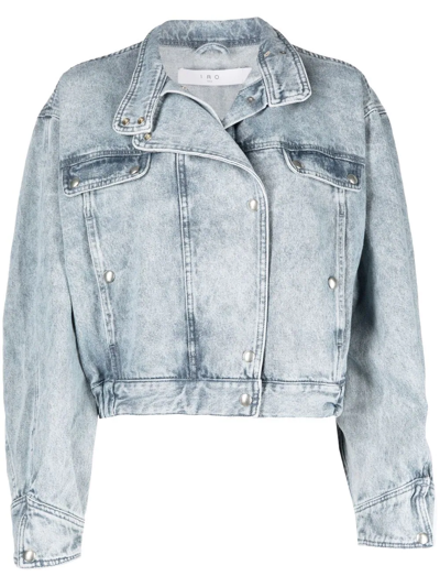 Iro Palooza Cotton Denim Jacket In Blue Grey ModeSens