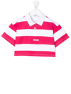 Msgm Teen Logo-embroidered Striped Polo Shirt In Pink