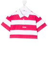 Msgm Babies' Teen Logo-embroidered Striped Polo Shirt In Pink/white