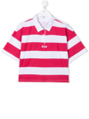 Msgm Teen Logo-embroidered Striped Polo Shirt In Pink