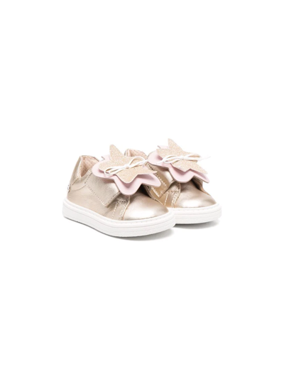 Florens Babies' Metallic-effect Star Patch Trainers In Oro