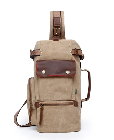 Tsd Brand Hill Side Canvas Sling Bag In Khaki