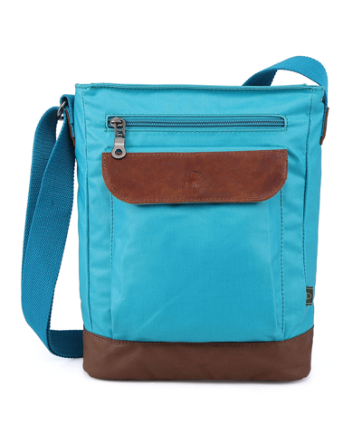 Tsd Brand Urban Light Coated Canvas Crossbody Bag In Teal