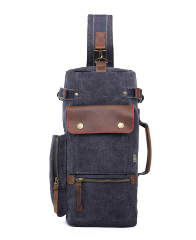 Tsd Brand Hill Side Canvas Sling Bag In Navy