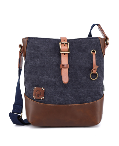 Tsd Brand Redwood Canvas Crossbody Bag In Navy