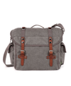 Tsd Brand Silver Road Canvas Messenger Bag In Gray