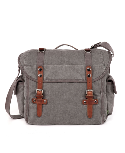 Tsd Brand Silver Road Canvas Messenger Bag In Gray