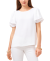 Vince Camuto Tulip Sleeve Chiffon Top In New Ivory