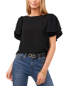 Vince Camuto Tulip Sleeve Chiffon Top In Rich Black