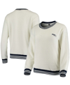 CONCEPTS SPORT WOMEN'S CREAM, NAVY SEATTLE SEAHAWKS GRANITE KNIT PULLOVER SWEATSHIRT