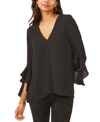 Vince Camuto Flutter Sleeve Crossover Top In Rich Black