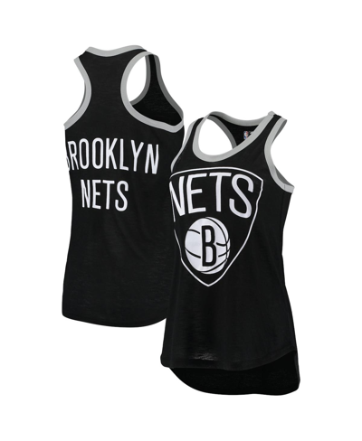 G-iii 4her By Carl Banks Women's Black Brooklyn Nets Showdown Burnout Tank Top