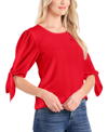 Cece Tie Sleeve High-low Blouse In Scarlet Glow