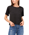 1.state Mixed Media Short Sleeve T-shirt With Front Pocket In Rich Black