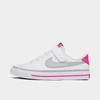 Nike Girls' Little Kids' Court Legacy Casual Shoes In White/light Smoke Grey/pink Prime/kumquat