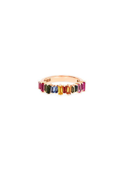 Suzanne Kalan 18k Gold Rainbow Sapphire Eternity Band Ring In Rose/gold