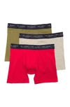 Ted Baker Cotton Stretch Boxer Briefs In Olive/ Grey/ Lychee