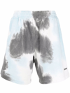 Msgm Tie-dye Print Track Shorts In Blue