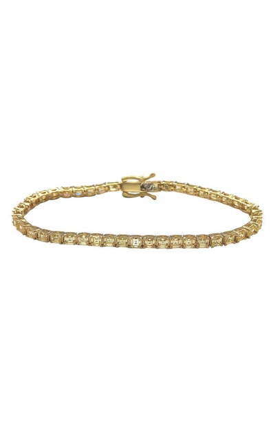 Suzy Levian Asscher Cut Yellow Cz Tennis Bracelet