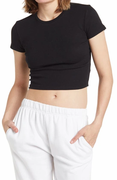 Abound Cap Sleeve Fitted Crop T-shirt In Black