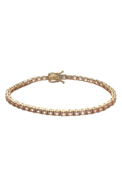 Suzy Levian Pink Asscher Cut Cz Tennis Bracelet