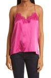 Cami Nyc The Racer Lace Trim Silk Camisole In Magenta