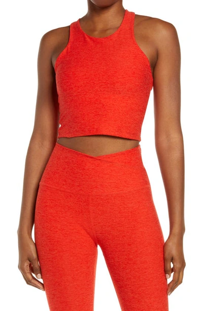 Beyond Yoga Focus Crop Racerback Performance Tank In Redflower Scarlet