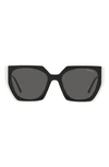 Prada 55mm Gradient Rectangular Sunglasses In Black/ Talc/ Dark Grey