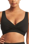 Sea Level Cross Front Multifit Bikini Top In Black