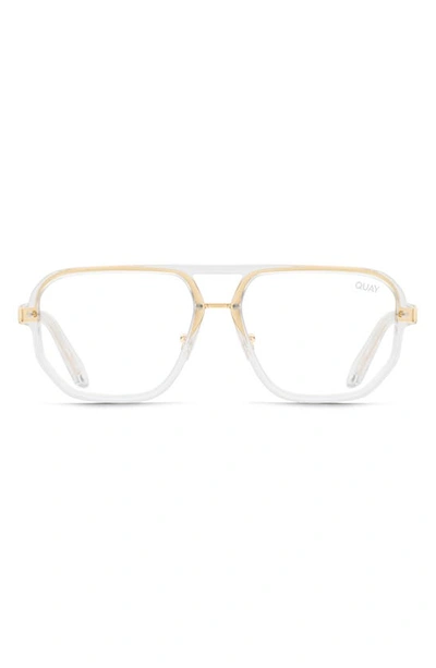 Quay Front Row 46mm Aviator Optical Glasses In Clear / Clear