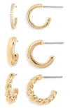 Nadri Golden Hour Pave Huggie Hoop Earrings, Set Of 3 In Gold