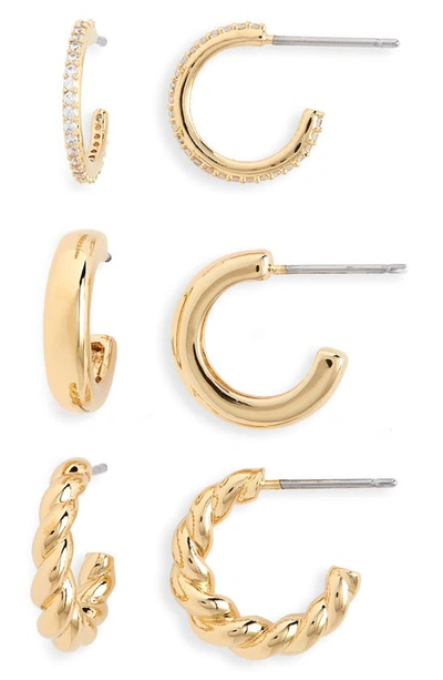 Nadri Golden Hour Pave Huggie Hoop Earrings, Set Of 3