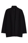 Eileen Fisher High Collar Wool Jacket In Black