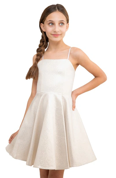 Un Deux Trois Kids' Fit & Flare Dress In Silver