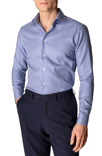 Eton Slim Fit Houndstooth Cotton Dress Shirt In Blue
