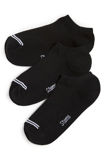 Stems Three Pack Training No Show Socks In Black