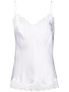 Gold Hawk Lace-panel Spaghetti-strap Top In White