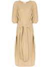 LEMAIRE KNOTTED-FRONT DRAPED MIDI DRESS