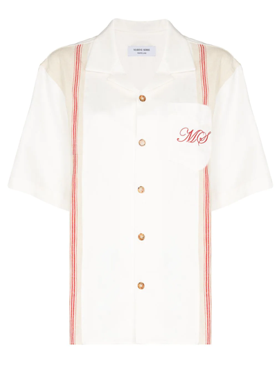 Marine Serre Tea Towel Embroidered Bowling Shirt In White