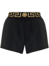 Versace Greca-print High-waist Boxers In Schwarz