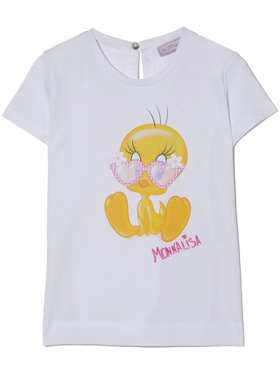 Monnalisa Babies' Tweety-print Cotton T-shirt In White
