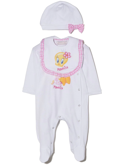 Monnalisa Babies' Tweety 印花连体衣套装 In White