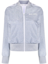 Palm Angels Grey Polyester Blend Glitter Sports Sweatshirt In Grey