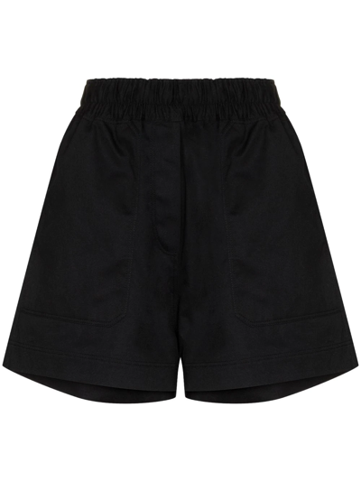 Lee Mathews High Waist Organic Cotton Shorts In Black